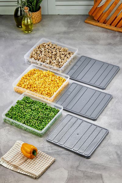 LinkaHome Set of 3 Self-Covering Deep Freezer Suitable Storage Container Set