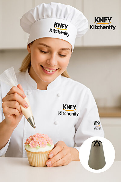 Kitchenify Krema Sıkma Torbası Ucu Kapalı Yıldız Duy 190,paslanmaz Çelik Orta Boy,krema Duyu,şanti Torbası Ucu,