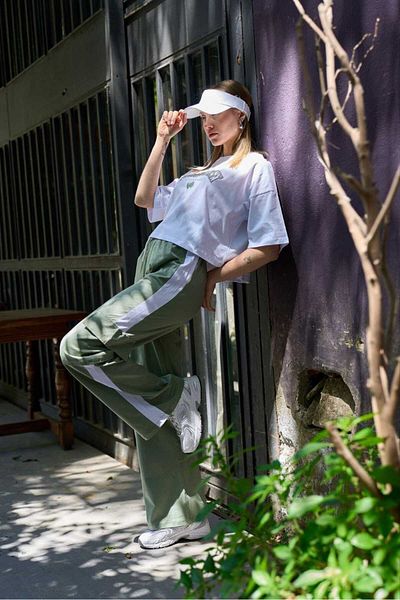 MODA Embroidered Crop T-Shirt Cargo Pocket Tracksuit Set