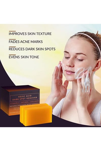 KOJIC ACID Kojic Acid Dark Spot Removal Soap, Natural Soap Bars with Turmeric, Vitamin C