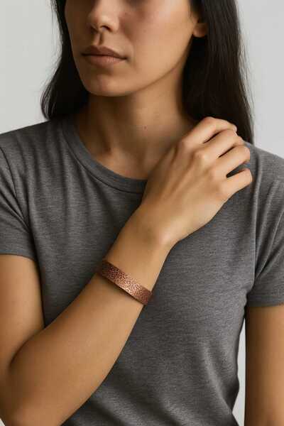 TAKI DERYASI Copper Handmade Magnet Ivy Pattern Copper Bracelet, Natural Design for Energy Healing (Unisex)