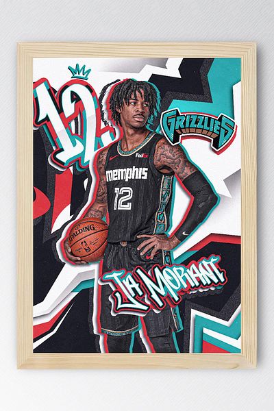 Saturn Pictură cu cadru Ja Morant - Poster NBA Memphis Grizzlies