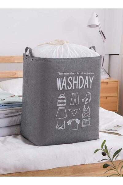 Saharaz 75L Laundry Baskets, Freestanding Rectangle Laundry Basket Hamper wit...