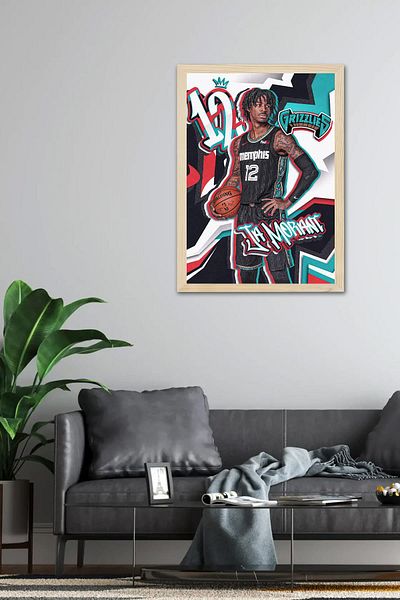 Saturn Pictură cu cadru Ja Morant - Poster NBA Memphis Grizzlies