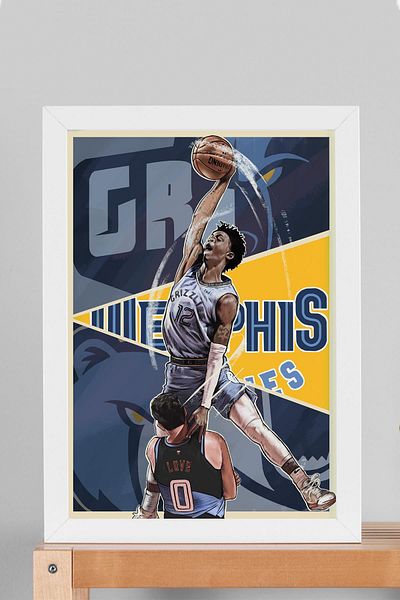 Saturn Pictură cu cadru Ja Morant - Poster NBA Memphis Grizzlies