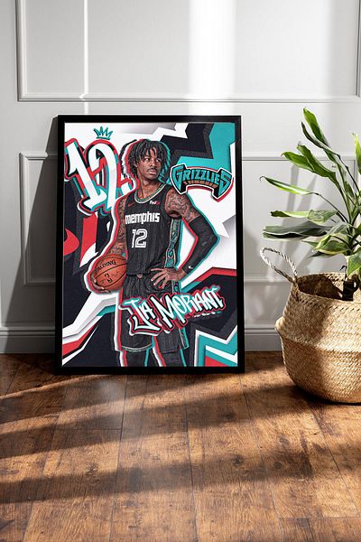 Saturn Pictură cu cadru Ja Morant - Poster NBA Memphis Grizzlies