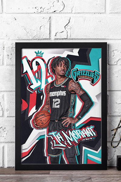 Saturn Pictură cu cadru Ja Morant - Poster NBA Memphis Grizzlies