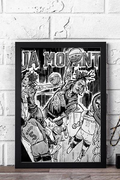 Saturn Pictură înrămată Ja Morant - Poster de baschet NBA