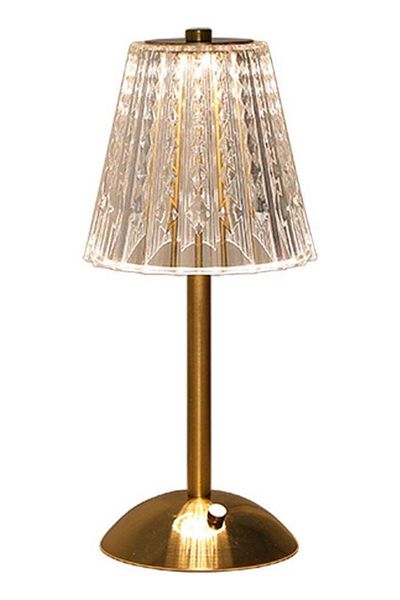 COOYA Crystal Diamond Metal Table Lamp Gold 26X12X12cm