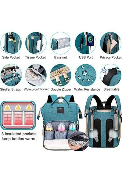 Yelajoy New Style Multifunctional Portable Mommy Bed Backpack With Mosquito Net For Baby (Blue)