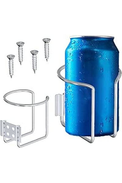 COOYA 2PCS Wall Mounted Cup Holder,Stainless Steel Universal Drink Holders(Silver)
