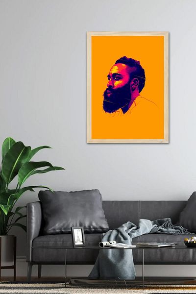 Saturn James Harden Framed Painting - Basketball Nba Poster Painting
