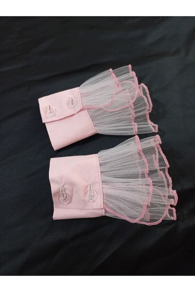 es moda shop Siona Pleated Tulle Removable Cuff Baby Pink