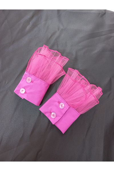 es moda shop Siona Pleated Tulle Removable Cuff Fuchsia