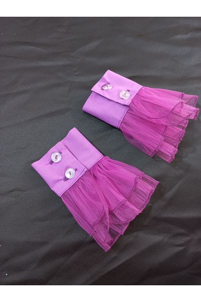 es moda shop Siona Pleated Tulle Removable Cuff Purple