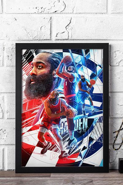 Saturn Pictură înrămată de James Harden - Pictură poster NBA de baschet