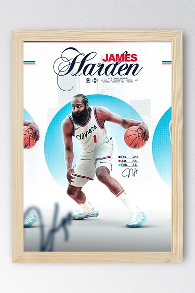 Saturn Pictură înrămată de James Harden - Pictură poster NBA de baschet