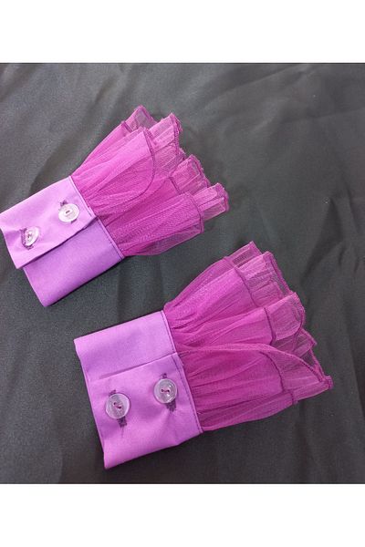 es moda shop Siona Pleated Tulle Removable Cuff Purple