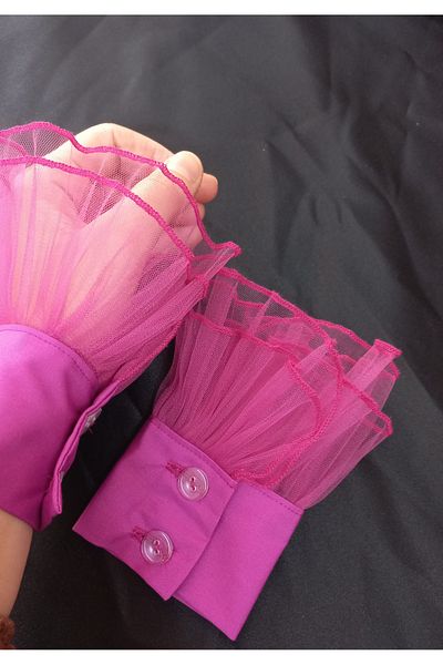 es moda shop Siona Pleated Tulle Removable Cuff Fuchsia