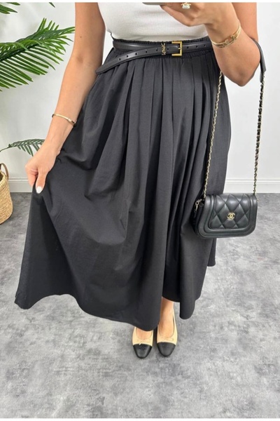 viyan butik Poplin Skirt with Elastic Waist