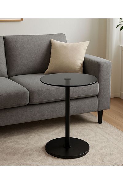 private house Black glass side table