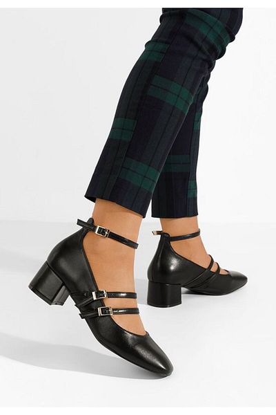 B T Shoes Pantofi cu toc gros Karta negri