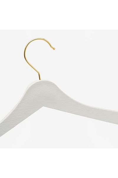 STOREMAX Acelya 24 Pieces White Wooden Look Plastic Hanger Clothes Clothes Shirt Hanger Gold Hook