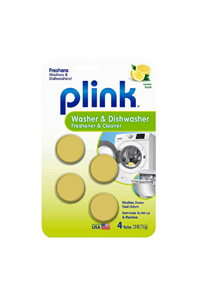 PLINK معطر ومنظف للغسالة وغسالة الأطباق برائحة الليمون، 4 قطع، أصفر