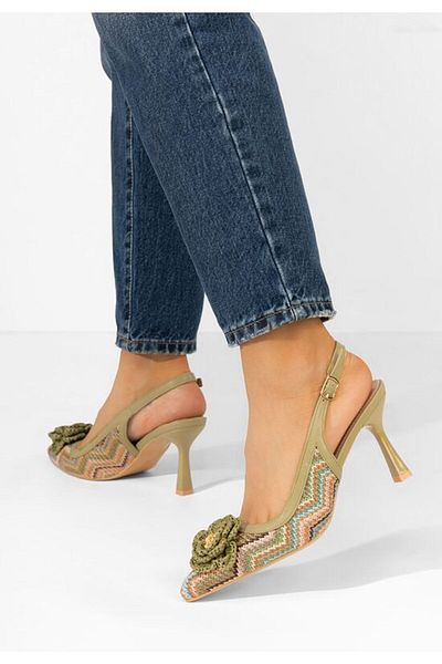 B T Shoes Dyana green thin heel shoes