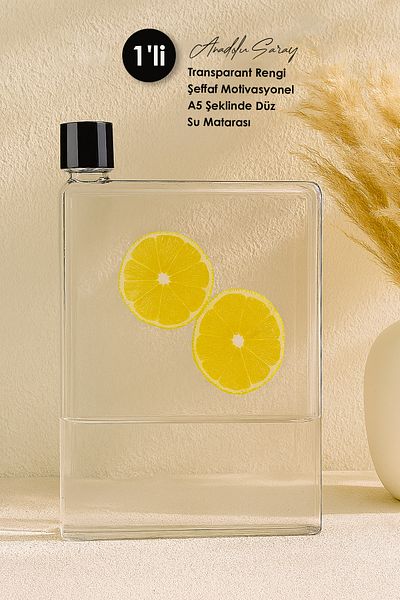 Anadolu Saray 420ml Clear Transparant Color Transparent Motivational A5 Shape Flat Water Bottle Sports Water Bottle Drinker