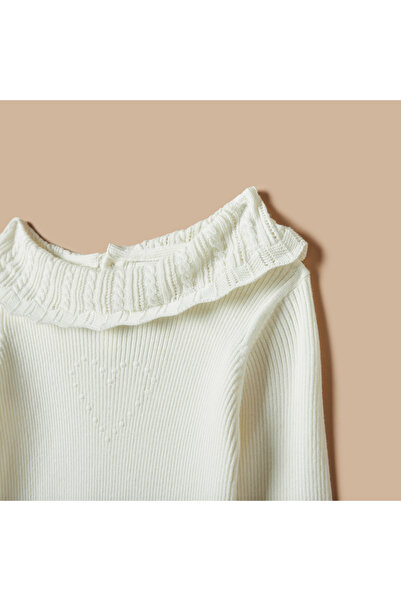 Juniors Textured Pullover With Frill Detail And Long Sleeves