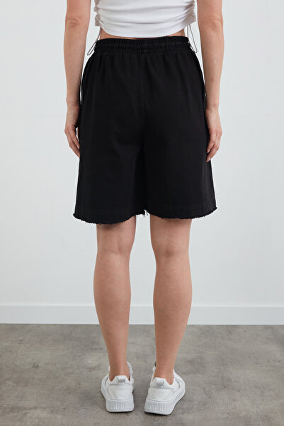 Fulla Moda Beli Bağlamalı Püsküllü Gabardin Şort