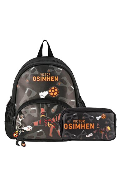 Galatasaray 2 Bölmeli Victor Osimhen Suni Deri Anaokulu Çantası + Kalemlik