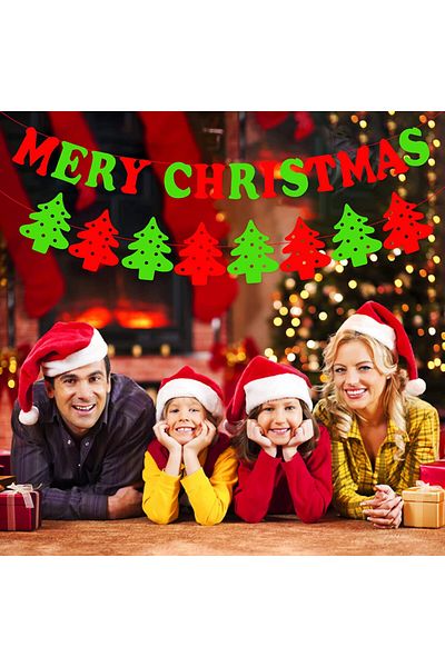 Qpout Set of 5 Qpout Christmas banners, felt, red/green/white, 2 m