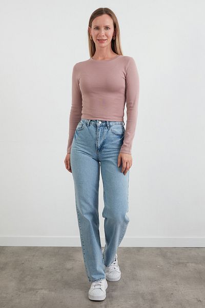 Fulla Moda Basic Crew Neck Long Sleeve Crop Body