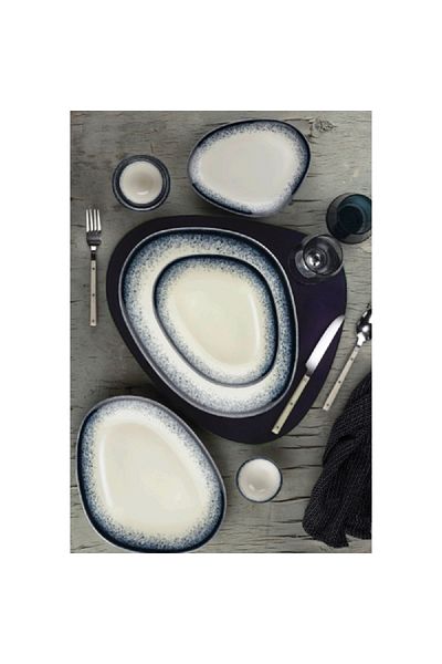Kütahya Starry Dreams Porcelain Flat Plate Blue and White 30cm