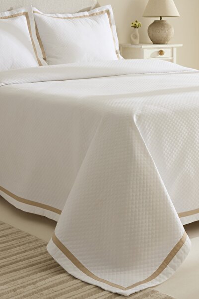 Karaca Home Doris 100% Cotton Double Bedspread Set Beige