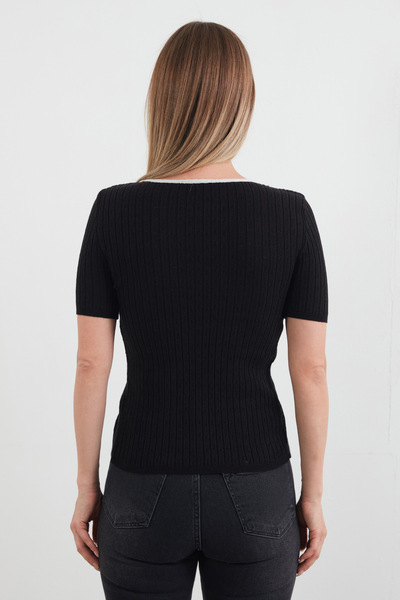 Fulla Moda Πλεκτή μπλούζα με κορδόνια