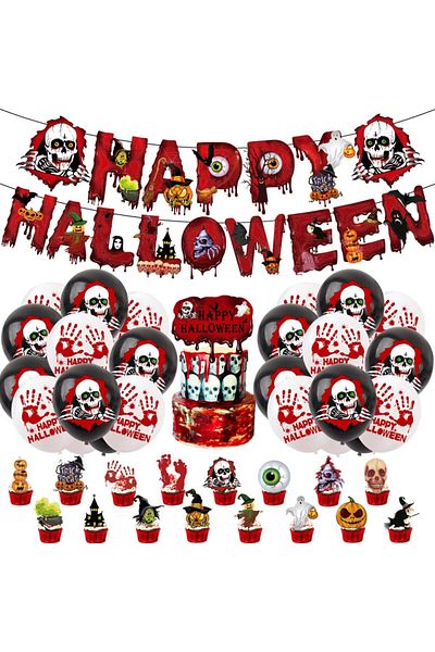 Jioenyue Set of 53 Jioenyue Halloween decorations, multicolor, latex/paper
