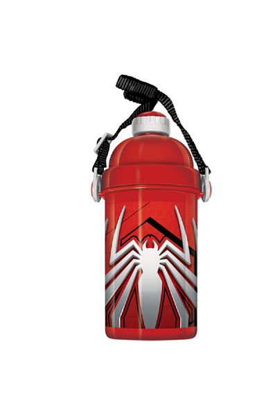 First Kid Spiderman Kids Drinking Water Bottle with Strap Red and White 500ml