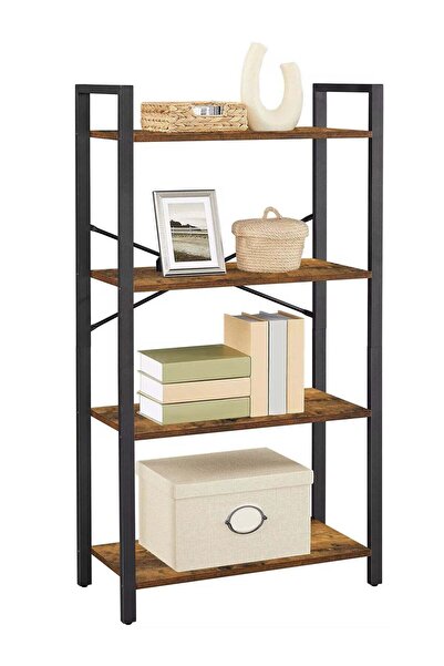 AGD 4-Tier Open Multi-Purpose Storage Cabinet with Metal Frame, Brown