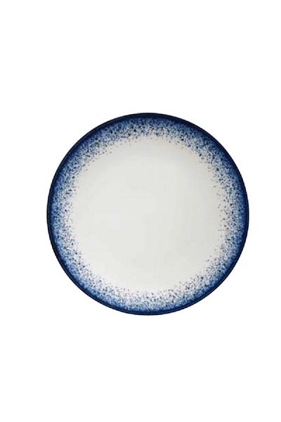 Kütahya Starry Dreams Porcelain Round Flat Dinner Plate White and Blue 17cm