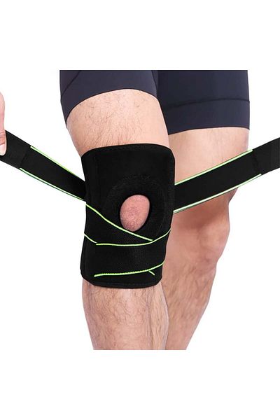 Delee knee brace with lateral stabilizers, textile, black/green, size M