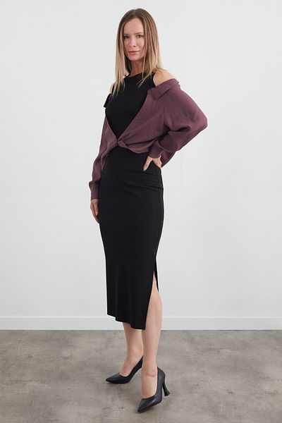 Fulla Moda Βασικό πουκάμισο με λεπτομέρεια φόρεμα με σχισμή
