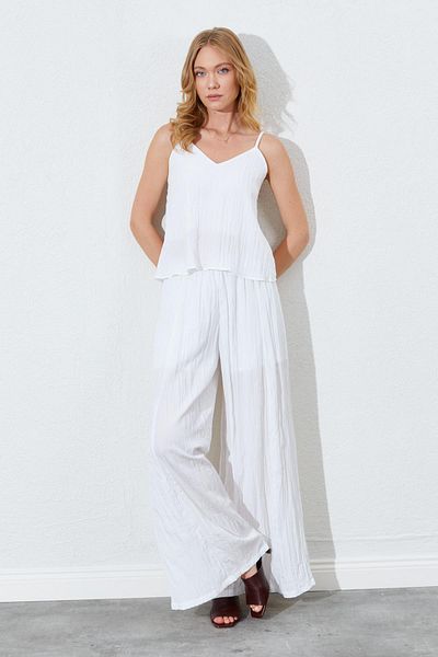 TENA Women's Ecru Drawstring Strap Short Pants Wrinkle Suit