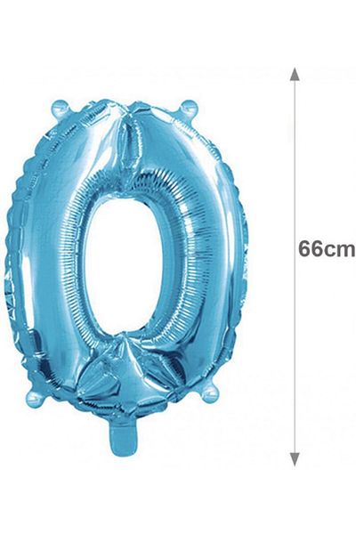 Haioo balon de ziua de naștere, numărul 0, albastru, 66 cm