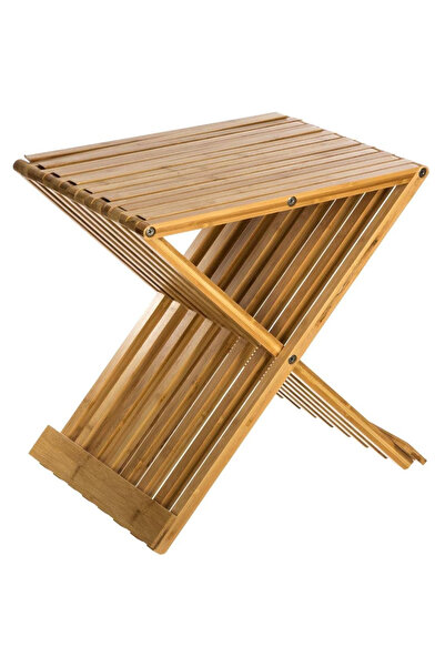 Optim Solution folding bamboo stool, 40x32x45 cm, caramel brown