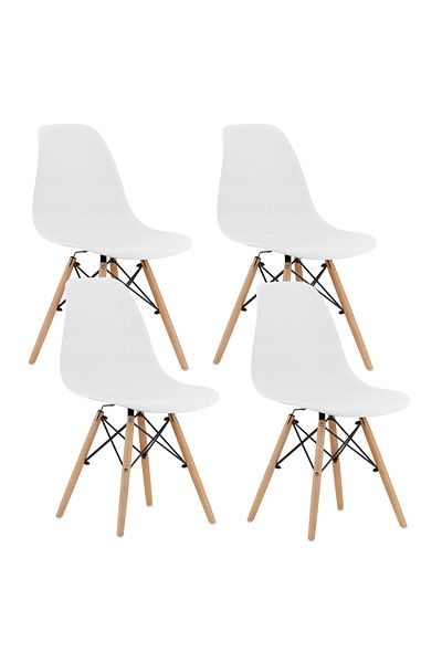SERSIMO Set 4 Scaune Dining Scandinav Pentru Bucatarie, 38x42x82cm, Alb