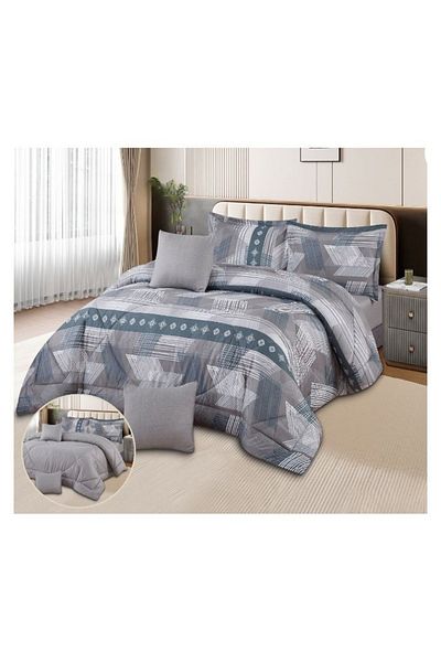smart home Double-sided comforter set, 6-piece bedspread, 6-piece filling comforter, 100% microfiber comforter, 230 x 250 cm