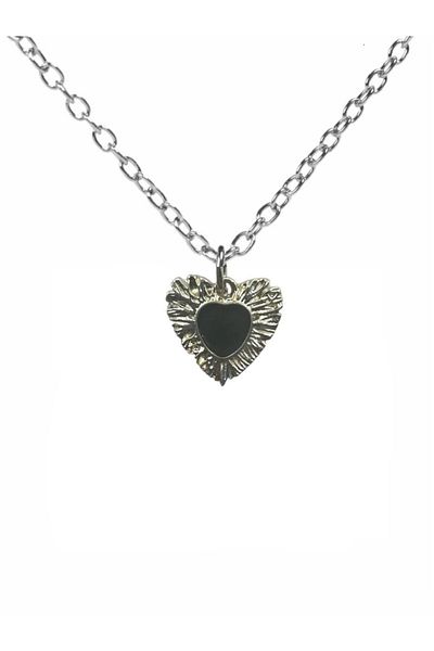 Herşey Nota Black Stone Heart Figured Women's Necklace – Gothic Elegance, 60 cm Chain